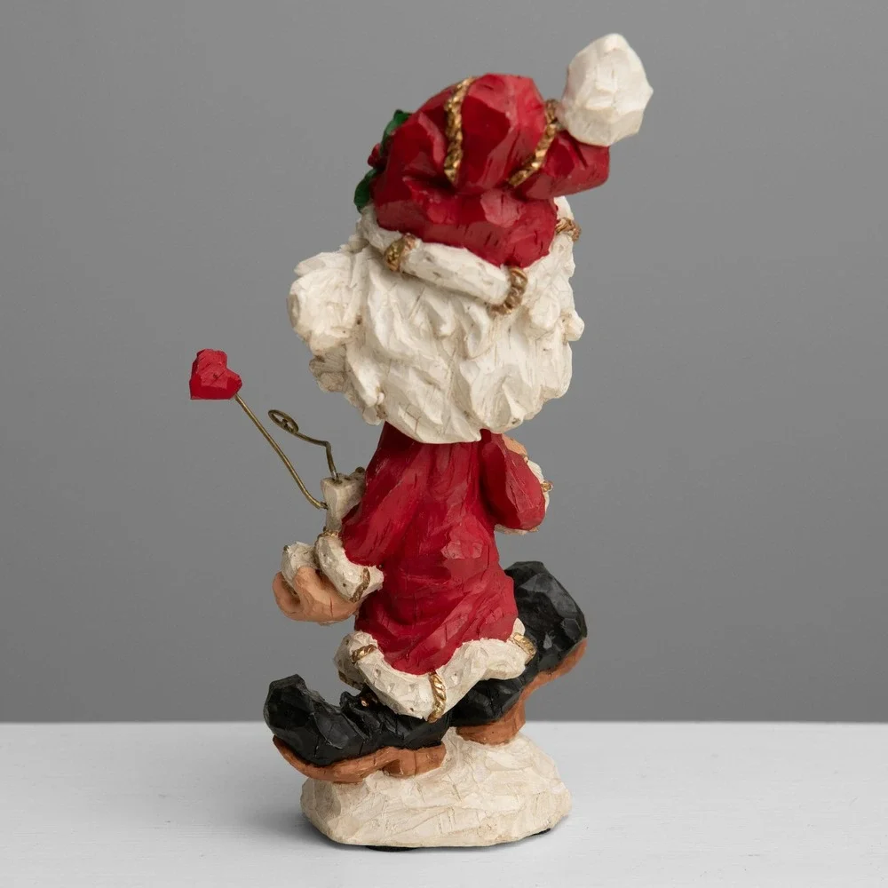 VTG David Frykman Wood Carved Santa Claus Bobble Head Folk Art Rustic Farmhouse